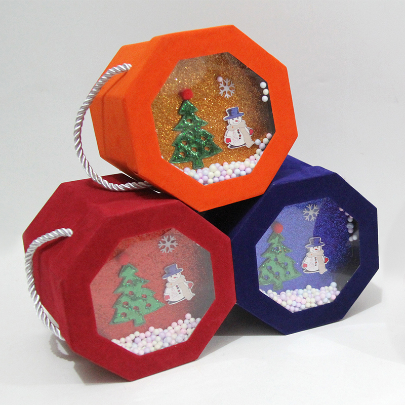 صندوق هدايا حلوى زفاف ثلاثي الأبعاد مثمن الشكل 4007 مع حبل معلق