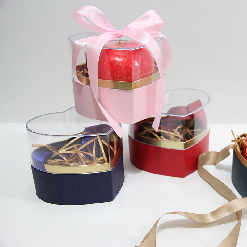 50142 صندوق هدايا Peace Apple بغطاء علوي شفاف من الأكريليك على شكل قلب