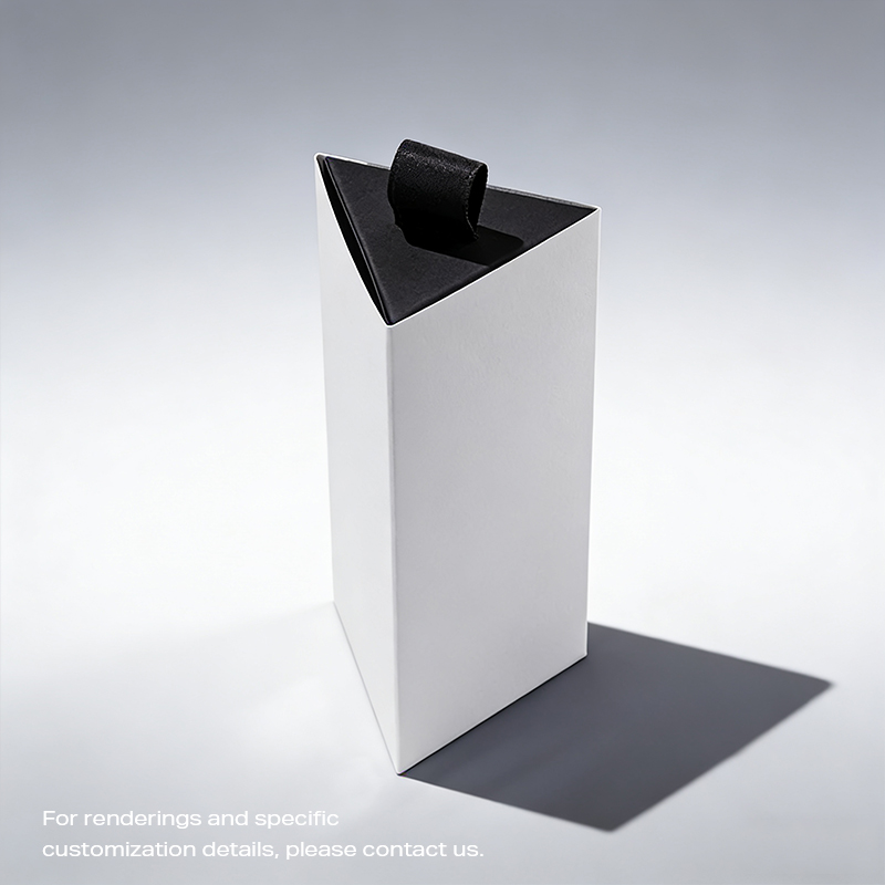 صندوق هدايا أحمر شفاه قابل للسحب على شكل منشور مثلث SHC-01 بمقبض أسود في الأعلى